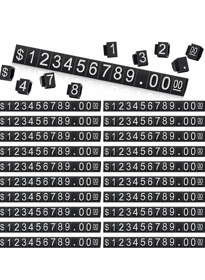 Price Tags 50 Sets Price Display Cube Number Letter Adjustable Display Label Dollar Pricing Repeatable Stand Block Kit for Retail Shop Jewelry Price Display