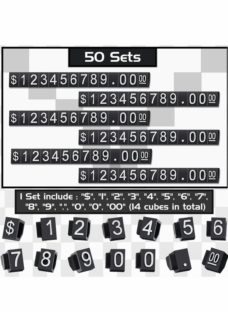 Price Tags 50 Sets Price Display Cube Number Letter Adjustable Display Label Dollar Pricing Repeatable Stand Block Kit for Retail Shop Jewelry Price Display