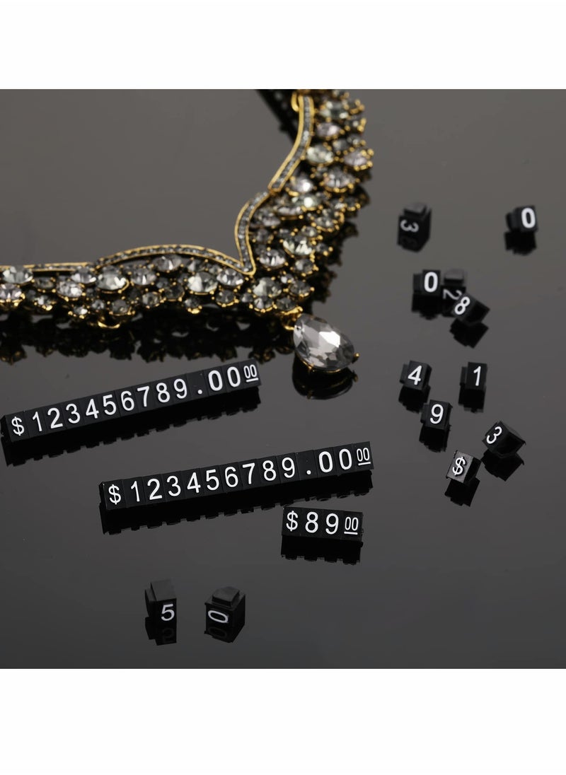 Price Tags 50 Sets Price Display Cube Number Letter Adjustable Display Label Dollar Pricing Repeatable Stand Block Kit for Retail Shop Jewelry Price Display