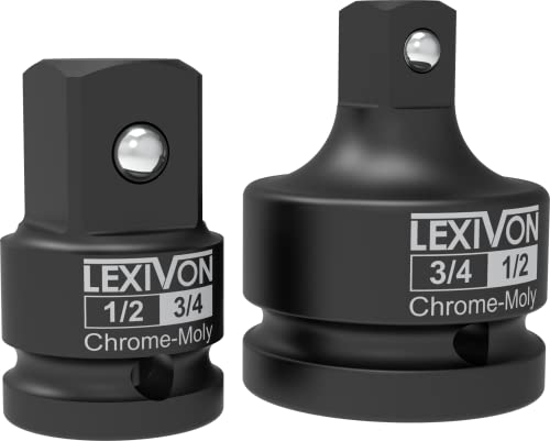 LEXIVON 12 34 Impact Socket Adapter 2Piece Set 12 34 Reducer and Increaser ChromeMoly Steel Fully Impact Rated LX403 - Image 1