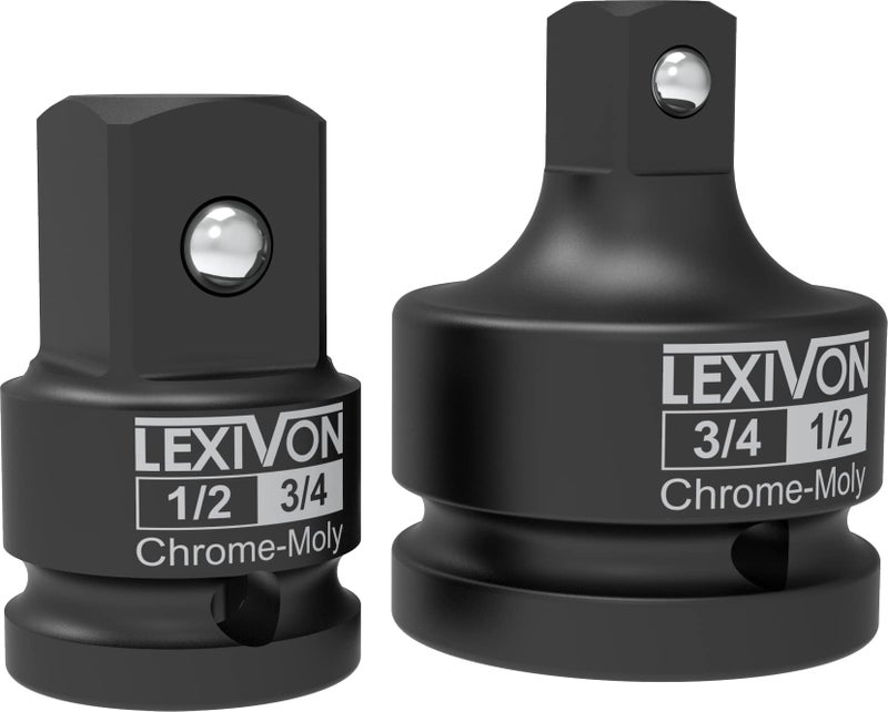 LEXIVON 12 34 Impact Socket Adapter 2Piece Set 12 34 Reducer and Increaser ChromeMoly Steel Fully Impact Rated LX403 - Image 2