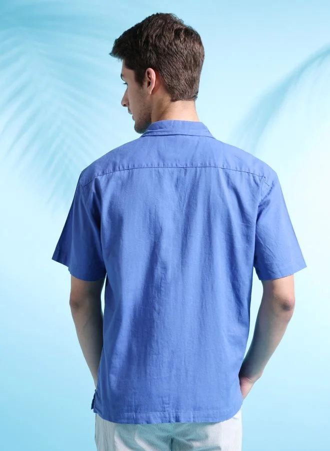 شركة المرآب الهندية Men Relaxed Fit Solid Half Sleeves Cuban Collar Resort Wear Shirt