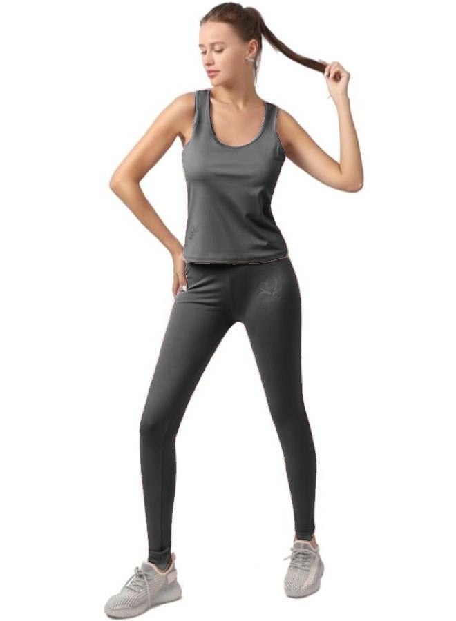No brands اليوغا الزي 2 قطعة تجريب مجموعة عالية الخصر طماق اليوغا ومبطن ساندو الأعلى للنساء حجم الحرة T-18 - Image 1