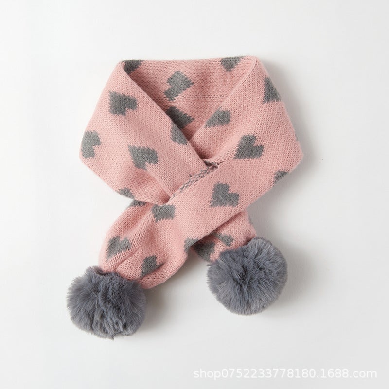 Babamama Children'S Scarf Winter Thick Warm Jacquard Love Boy'S Scarf Baby Girl'S Thickened Scarf Scarf - Image 1