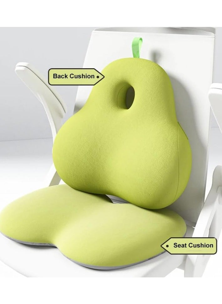 XVersion Seat Cushion and Lumbar Support Pillow for Office Chair, Memory Foam Car Seat Cushions Back Support Pillows, Help Relieve Pain of Back, Lumbar, Tailbone and Sciatic Nerve (Green Set, 2 Pack)  - Image 2
