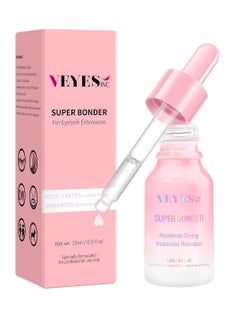 VEYES INC Super Lash Bonder for Eyelash Extensions. Glue Accelerator, Lash Sealant, Adhesive Companion, Reducing Glue Fumes and Extending Eyelash Retention Time. Professional Eyelash Supplies 15ml