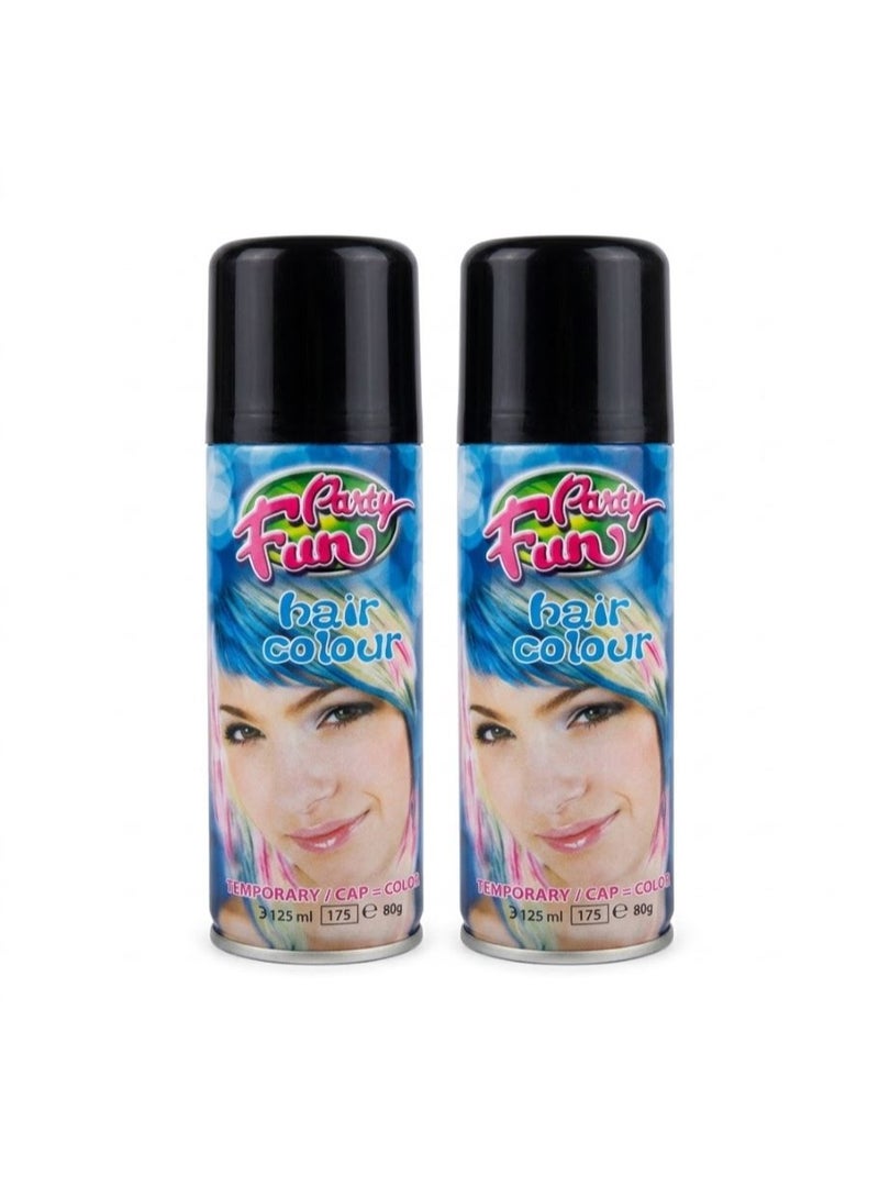 Party Fun Temporary Hair Color Spray, 2-Piece Set, Black