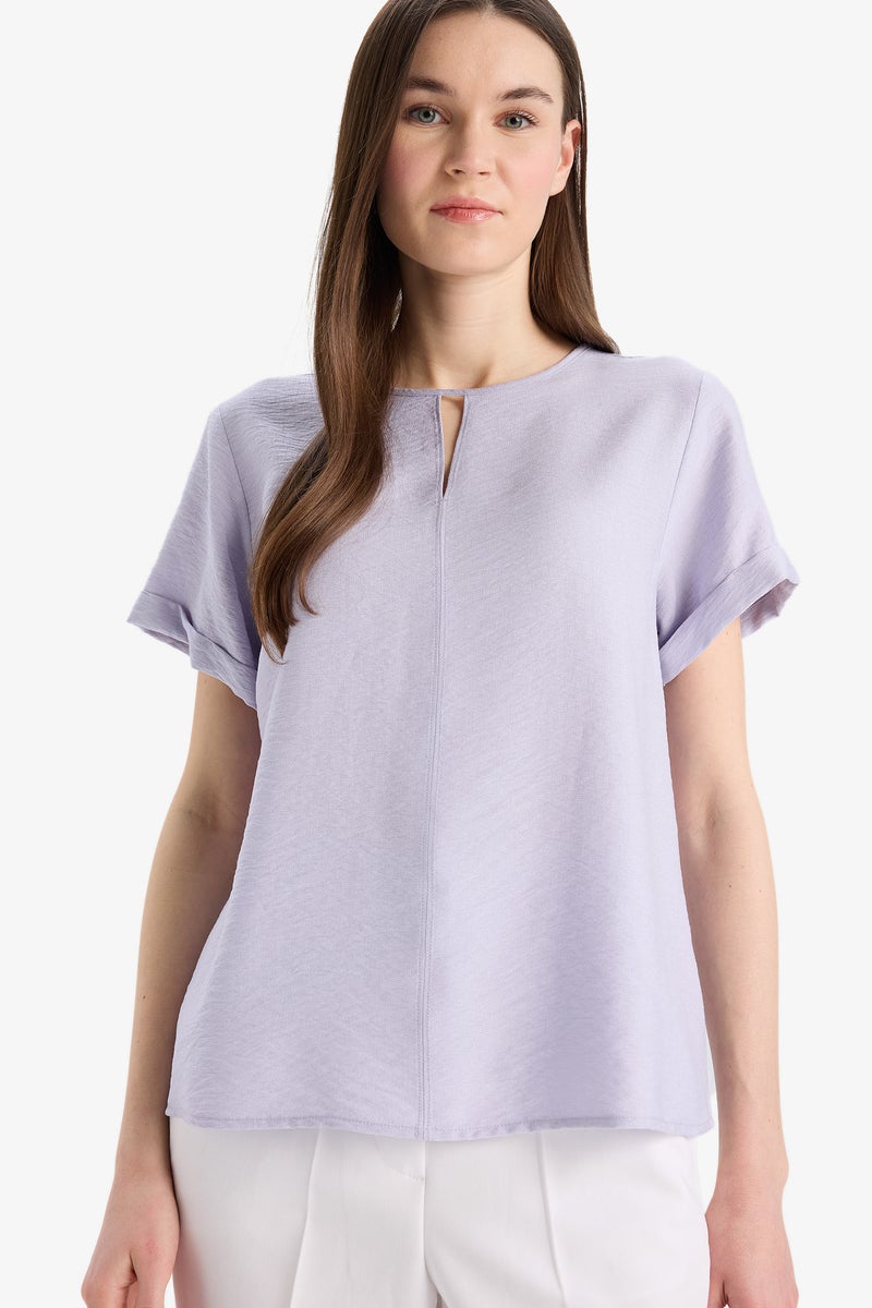 DeFacto Woman Regular Fit Round Collar Short Sleeve Blouse  - Image 1