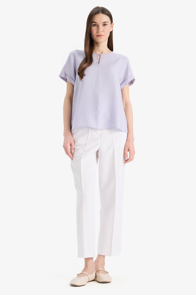 DeFacto Woman Regular Fit Round Collar Short Sleeve Blouse  - Image 3
