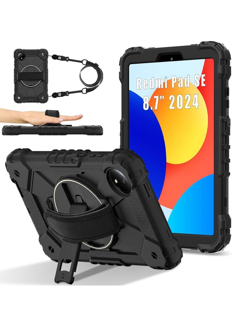 general Kids Case Compatible with Xiaomi Redmi Pad SE 8.7 inch 2024 Tablet Cover Hard PC Shockproof Strap Shell Wristband Rotating Bracket For Redmi Pad SE 8.7 - Image 1