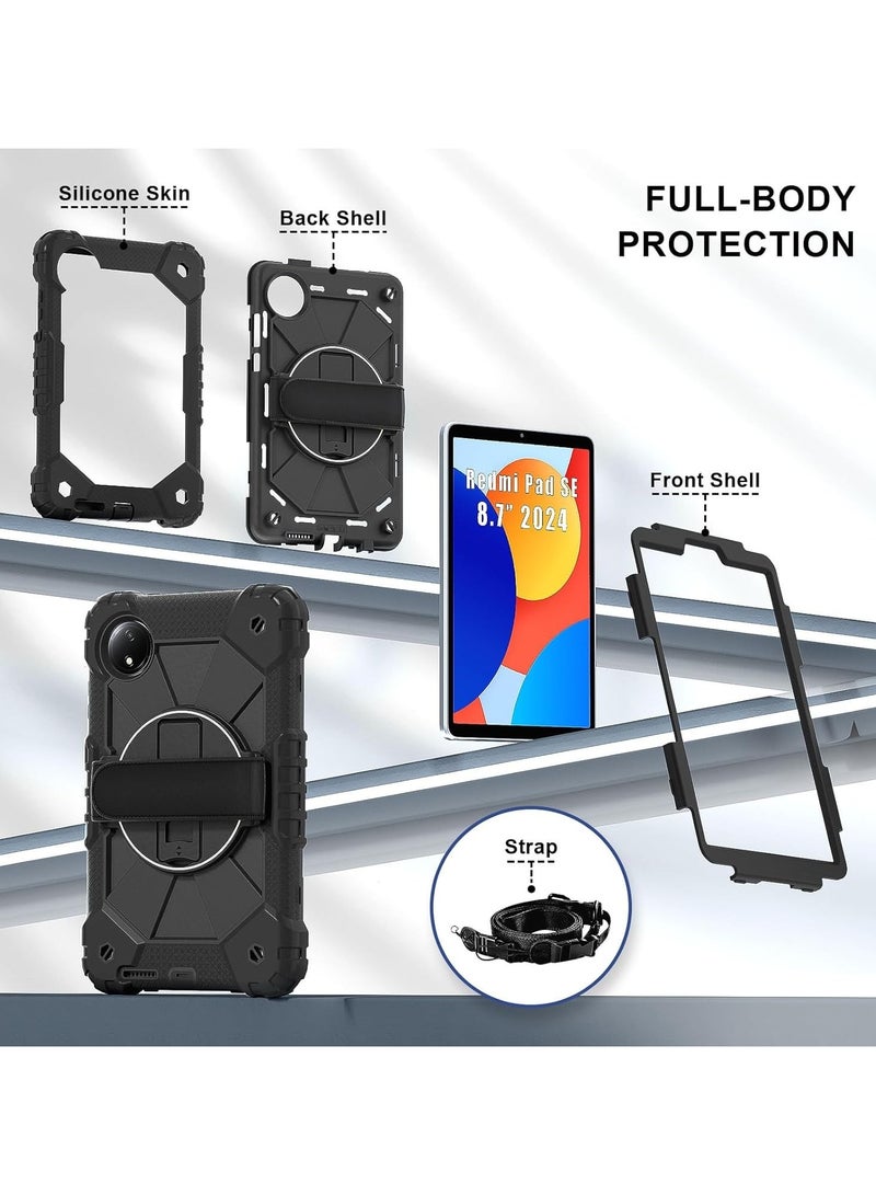 general Kids Case Compatible with Xiaomi Redmi Pad SE 8.7 inch 2024 Tablet Cover Hard PC Shockproof Strap Shell Wristband Rotating Bracket For Redmi Pad SE 8.7 - Image 2