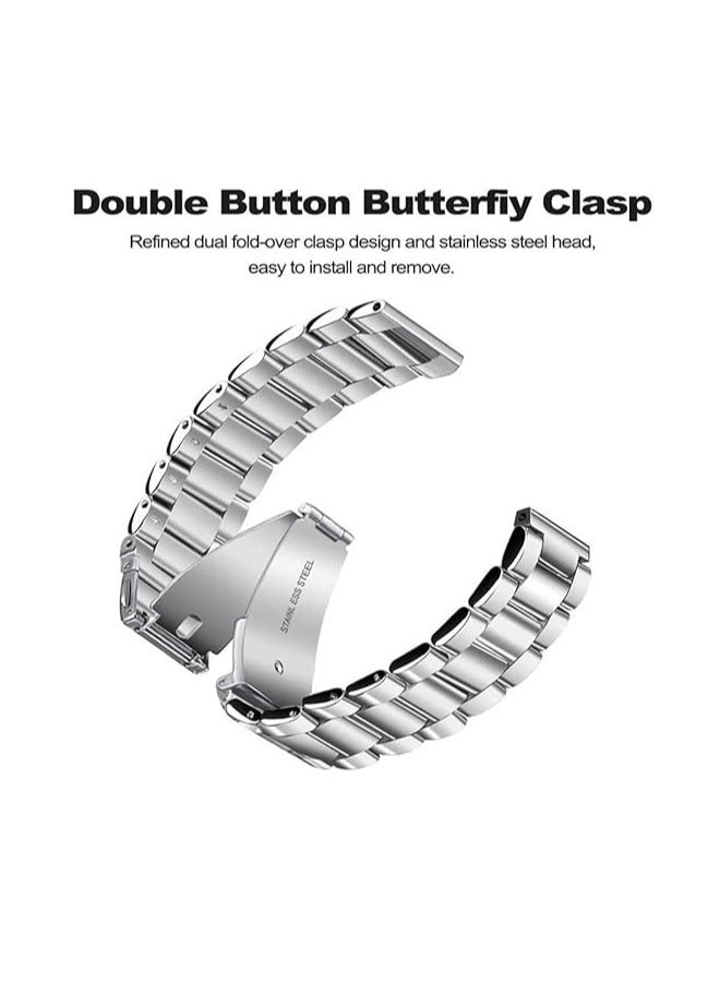 2 Pack of Metal Watch Band Compatible with Huawei Watch 4 Pro/GT Runner/GT4 22mm/GT3 22mm/GT2 46mm Wrist Strap Compatible with Huawei Watch 3/Watch 3 Pro Bands for Huawei Watch GT2 Pro/GT3 Pro Bracelet (Black & Silver)  - Image 4