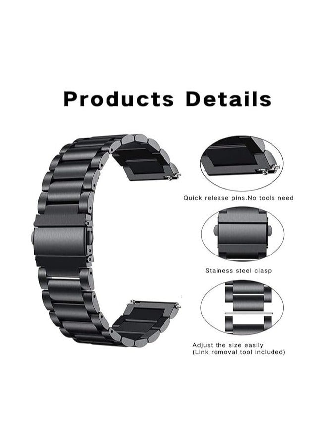 2 Pack of Metal Watch Band Compatible with Huawei Watch 4 Pro/GT Runner/GT4 22mm/GT3 22mm/GT2 46mm Wrist Strap Compatible with Huawei Watch 3/Watch 3 Pro Bands for Huawei Watch GT2 Pro/GT3 Pro Bracelet (Black & Silver)  - Image 5