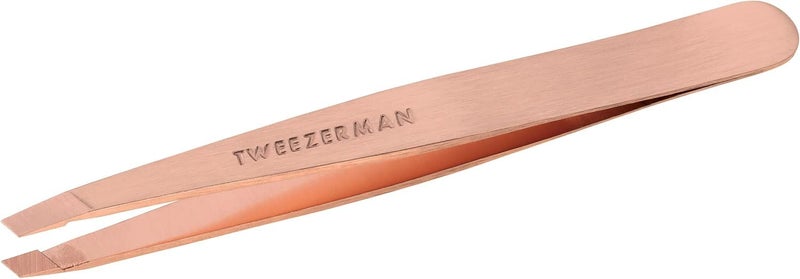 Tweezerman Stainless Steel Slant Tweezer - Eyebrow Tweezers for Women and Men (Rose Gold) - Image 1