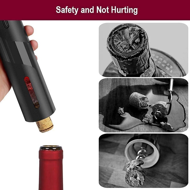 Suicune Suicune Electric Wine Opener Makes Opening Bottles Fast Foolproof and Fun Black 4Piece Corkscrew Set Comes with A Foil Cutter Pourer and Vacuum Stopper  - Image 3