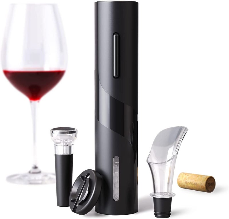 Suicune Suicune Electric Wine Opener Makes Opening Bottles Fast Foolproof and Fun Black 4Piece Corkscrew Set Comes with A Foil Cutter Pourer and Vacuum Stopper  - Image 2