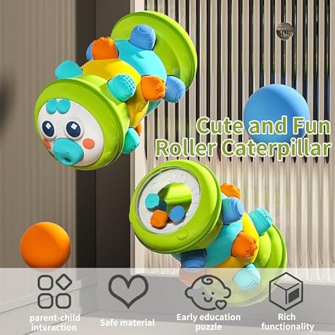 MONTESSORI CATERPILLAR TOY FOR TODDLERS, CRAWLING EXERCISE GRIP TRAINING TOY FOR CLUB OFFICE TOOLS KIDS GIFTS FOR 6 9 12 18 MONTH AGE 1 2 3 4 ONE YEAR OLD BOY GIRL KID BIRTHDAY,GREEN - Image 5