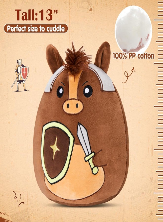 Glow Guards 13 Inch Horse Plush Pillow, Cute Knight Horse Stuffed Animal Holding Shield & Sword, Soft Plush Toy Birthday Gift for Boys Girls Kids - Image 5