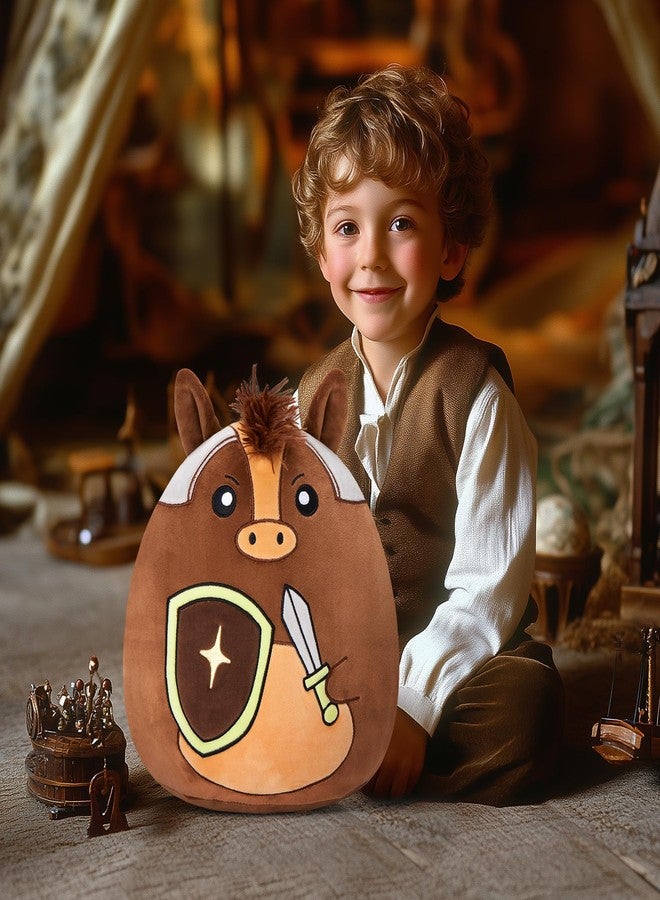 Glow Guards 13 Inch Horse Plush Pillow, Cute Knight Horse Stuffed Animal Holding Shield & Sword, Soft Plush Toy Birthday Gift for Boys Girls Kids - Image 4