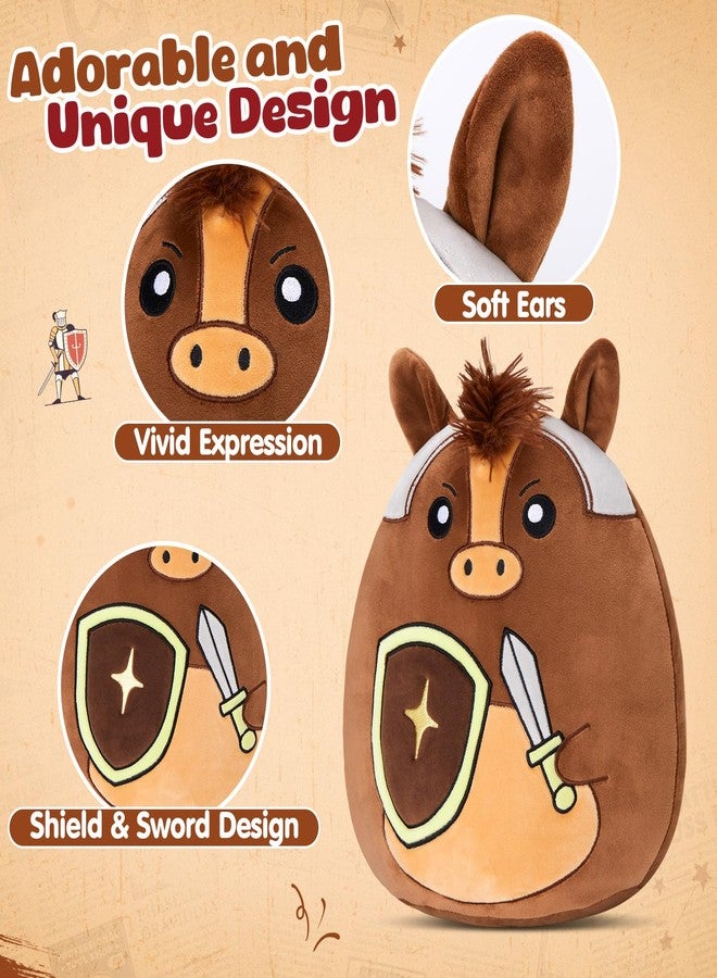 Glow Guards 13 Inch Horse Plush Pillow, Cute Knight Horse Stuffed Animal Holding Shield & Sword, Soft Plush Toy Birthday Gift for Boys Girls Kids - Image 3
