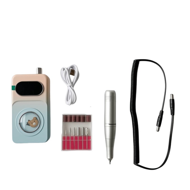 Rechargeable Nail Drill: Blue Palm-sized Compact Body - Adjustable Speed With Precise Control Cordless Nail Machine for Novice and Professional On-the-go Nail Care, Salon Use - Image 1