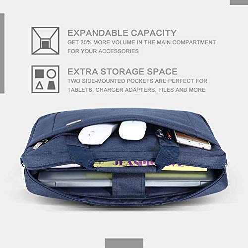 Voova Laptop Bag Case 15 15.6 16 Inch, Computer Sleeve Messenger Bag with Shoulder Strap Expandable Waterproof Business Briefcase for Men Women to Work Travel School, Fit 14-16 Inch Laptop, Blue - Image 2