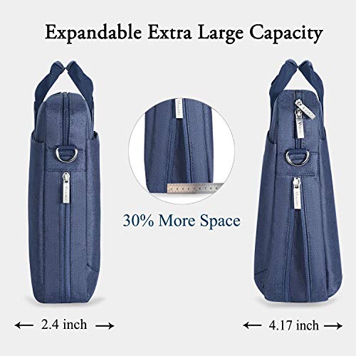 Voova Laptop Bag Case 15 15.6 16 Inch, Computer Sleeve Messenger Bag with Shoulder Strap Expandable Waterproof Business Briefcase for Men Women to Work Travel School, Fit 14-16 Inch Laptop, Blue - Image 3