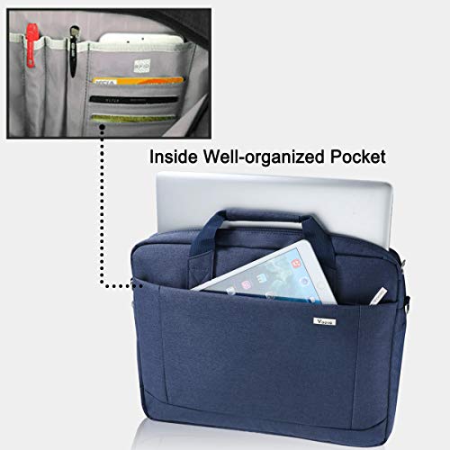 Voova Laptop Bag Case 15 15.6 16 Inch, Computer Sleeve Messenger Bag with Shoulder Strap Expandable Waterproof Business Briefcase for Men Women to Work Travel School, Fit 14-16 Inch Laptop, Blue - Image 4