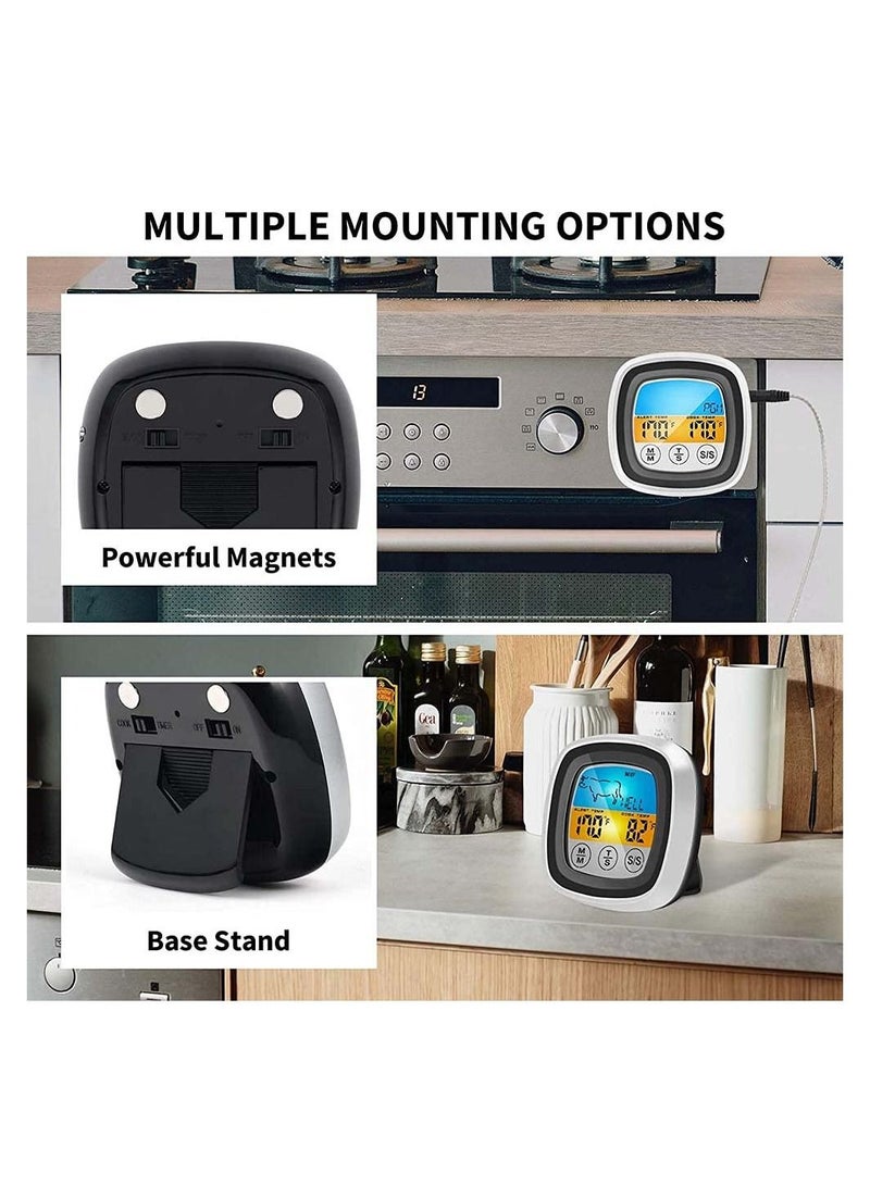 كاست ويف ميزان حرارة رقمي لقراءة فورية للطعام مقياس حرارة للطعام للشواء مدخن للشواء وفرن المطبخ ومقياس حرارة الحلوى مع 2 مسبار درجة الحرارة وشاشة LCD تعمل باللمس - Image 5