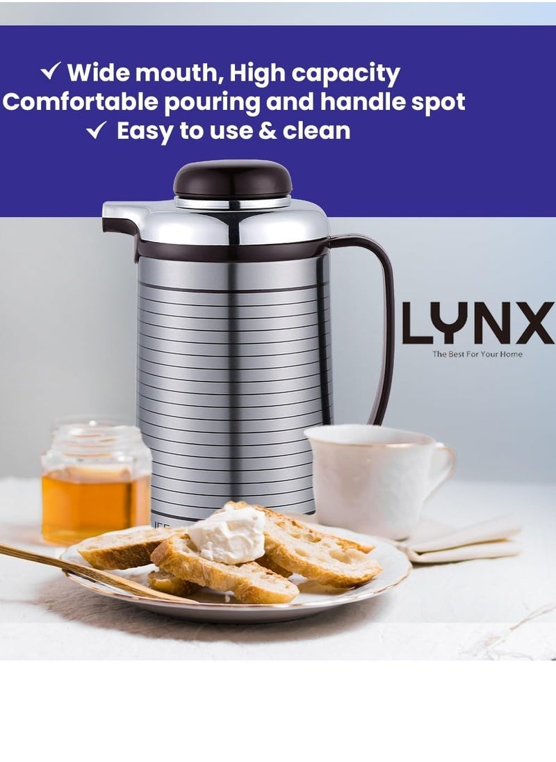 lynx LYNX Vacuum Flask - Coffee Heat Insulated Thermos For Keeping Hot/Cold Long Hour Heat/Cold Retention, Multi-Walled Vacuum For Coffee, Hot Water, Tea, Beverage | Ideal For Social Occasion,1.9 L LY-1109  - Image 4