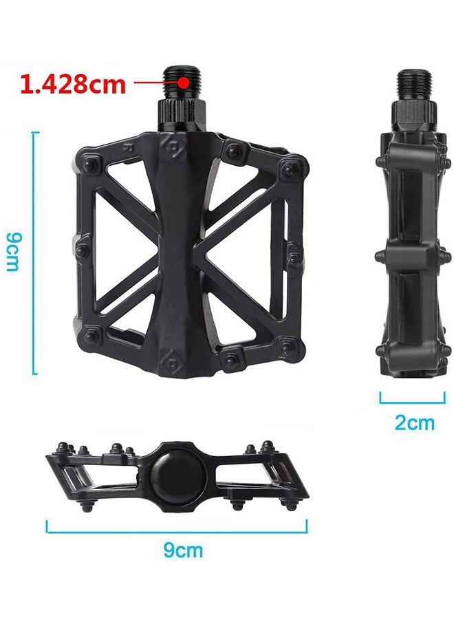 GROIC Mountain Road Bicycle Flat Bike Pedals 9/16 for MTB with 16 Anti-Skid Pins -Universal Lightweight Aluminum Alloy Platform Pedal  - Image 2