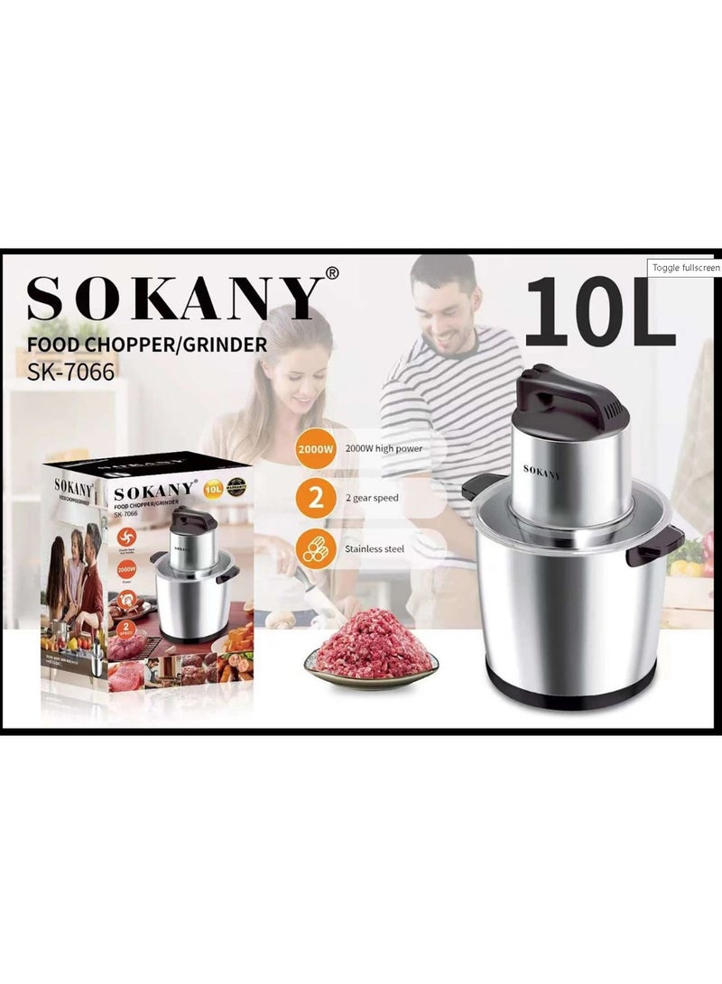 سوكاني كبة ومفرمة وقطاعه خضروات ولحوم 2000 وات بسعة 10 لتر 2 سرعة سوكاني SK-7066 - Image 1