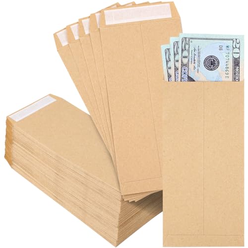 Joyberg 120 PCS Money Envelopes for Cash Kraft Paper, 6.5”x3.2” Small Cash Envelopes for Self-Adhesive, Money Saving Challenge Coin Envelopes for Coin, Check, Budget, Small Item Organizer - Image 1