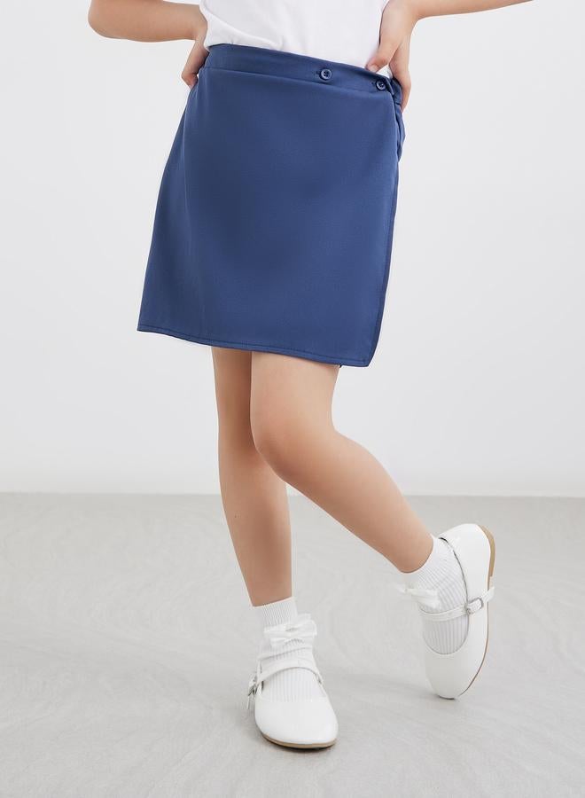 ستايلي سكورت ستايلي جيرلز مدرسي سادة كحلي بأزرار - Image 1