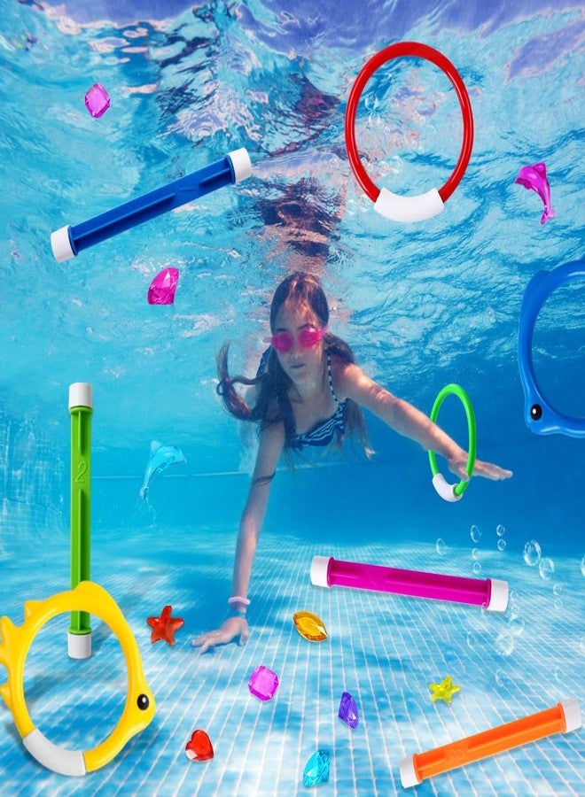 YUJUN 18PCS Pool Diving Swimming Toys, Summer Underwater Game Toys with Pool Fishes Dive Sticks Rings Gems Storage Bag for Kids Swim Birthday Party Favors - Image 5