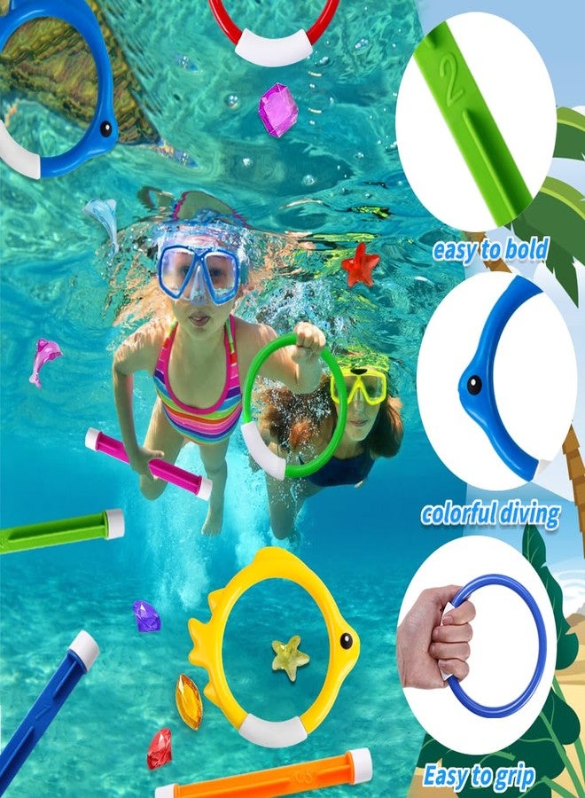 YUJUN 18PCS Pool Diving Swimming Toys, Summer Underwater Game Toys with Pool Fishes Dive Sticks Rings Gems Storage Bag for Kids Swim Birthday Party Favors - Image 3