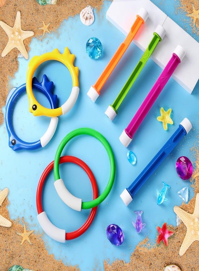 YUJUN 18PCS Pool Diving Swimming Toys, Summer Underwater Game Toys with Pool Fishes Dive Sticks Rings Gems Storage Bag for Kids Swim Birthday Party Favors - Image 4