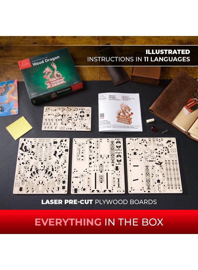 أوجيرز مجموعة بناء نماذج ثلاثية الأبعاد لتنين خشبي للكبار - هوايات بناء نماذج خشبية لتنين صيني ثلاثي الأبعاد للرجال - نماذج خشبية للكبار - Image 4