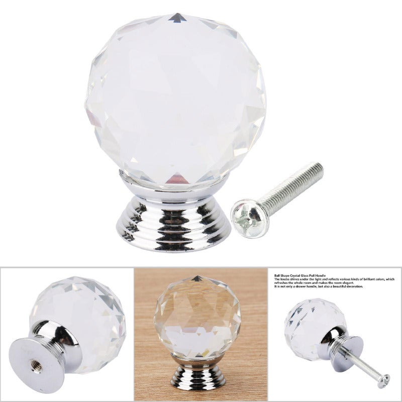 Crystal Glass Knob 30mm Transparent Light-reflective Brilliant Color Cabinet Drawer Knob - Elegant Decorative Design Ball Shape Handle for Home Cabinet Drawer Wardrobe Cupboard - Image 4
