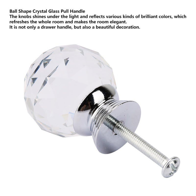 Crystal Glass Knob 30mm Transparent Light-reflective Brilliant Color Cabinet Drawer Knob - Elegant Decorative Design Ball Shape Handle for Home Cabinet Drawer Wardrobe Cupboard - Image 2