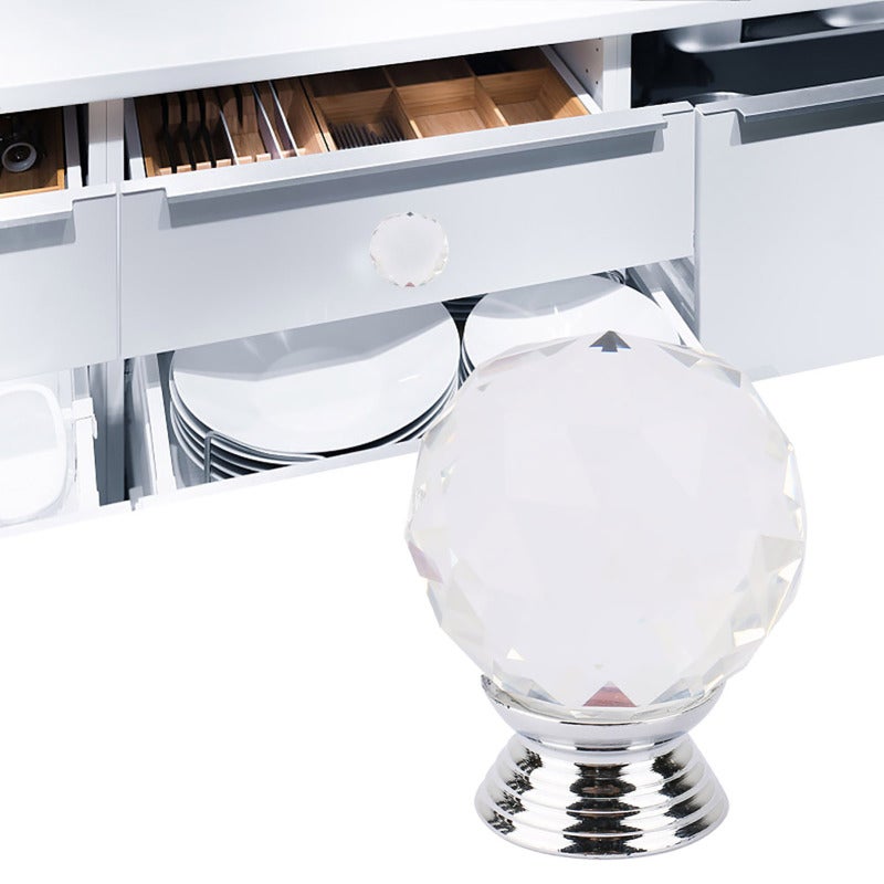Crystal Glass Knob 30mm Transparent Light-reflective Brilliant Color Cabinet Drawer Knob - Elegant Decorative Design Ball Shape Handle for Home Cabinet Drawer Wardrobe Cupboard - Image 3