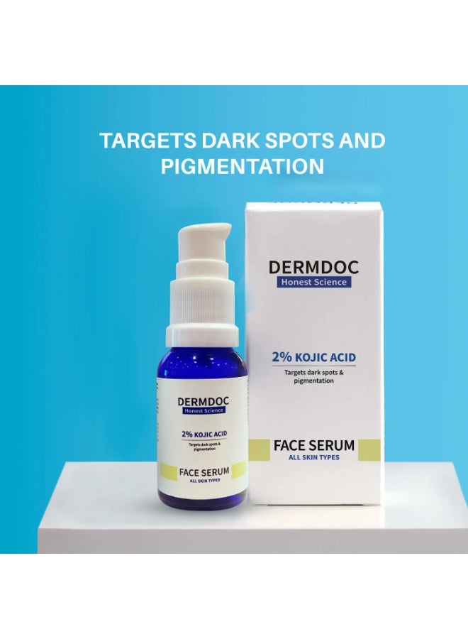 DERMDOC 2% Kojic Acid Face Serum (15 ml) | kojic acid serum for hyperpigmentation | kojic acid for dark spots | skin whitening | brightening serum | pigmentation on face - Image 2