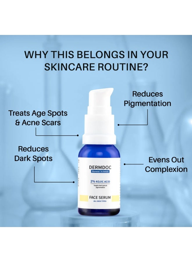 DERMDOC 2% Kojic Acid Face Serum (15 ml) | kojic acid serum for hyperpigmentation | kojic acid for dark spots | skin whitening | brightening serum | pigmentation on face - Image 3