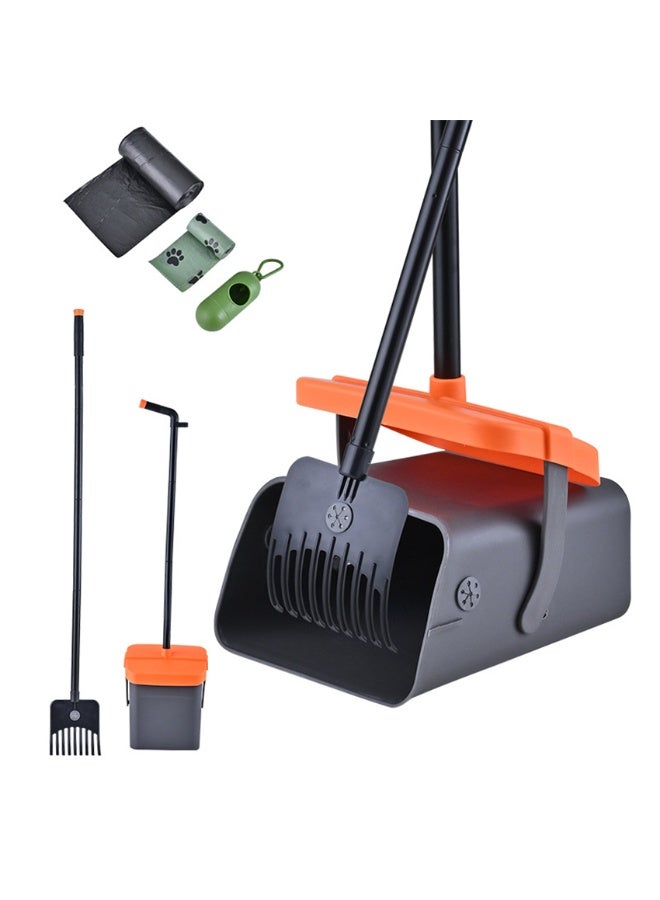 Pooper Scooper for Pets, Long Handle Poop Shovel with 35 Waste Bags for Clean Pet Waste, Swivel Bin & Rake for Dogs for Home Outdoor Travel Hiking Picnic Backyard Lawn (B016) - Image 1