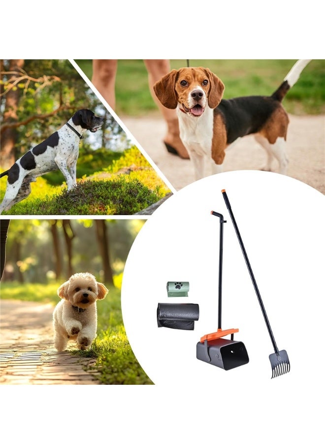 Pooper Scooper for Pets, Long Handle Poop Shovel with 35 Waste Bags for Clean Pet Waste, Swivel Bin & Rake for Dogs for Home Outdoor Travel Hiking Picnic Backyard Lawn (B016) - Image 2