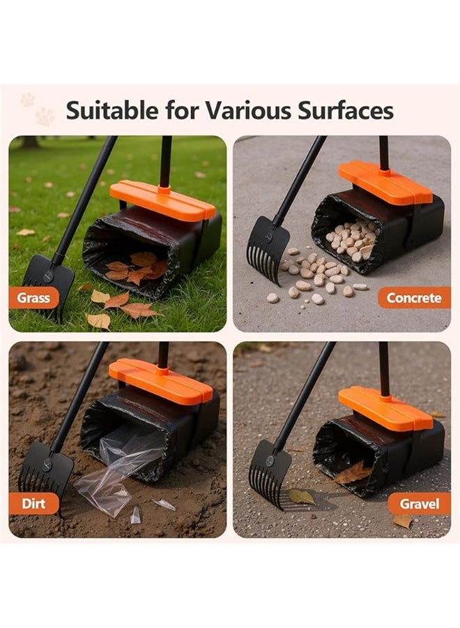 Pooper Scooper for Pets, Long Handle Poop Shovel with 35 Waste Bags for Clean Pet Waste, Swivel Bin & Rake for Dogs for Home Outdoor Travel Hiking Picnic Backyard Lawn (B016) - Image 4