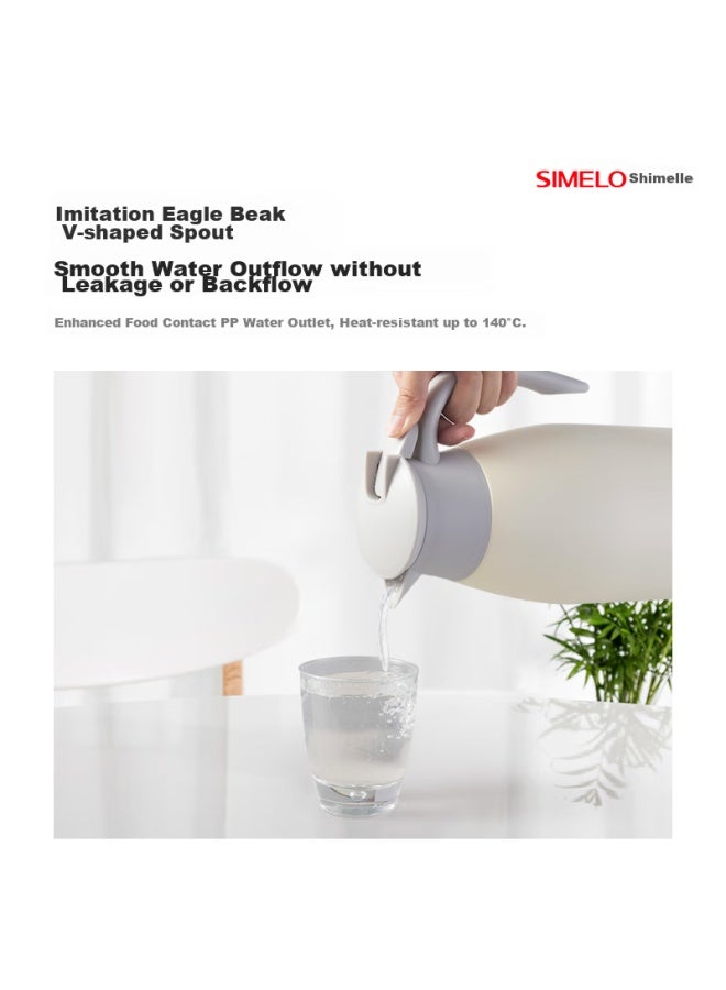 Simelo Kyoto Insulated Bottle, Large Capacity, 304 Stainless Steel, Non-slip Bottom, Warm Water Kettle, Xiaojingang 2.0l, Natural Color - Image 2