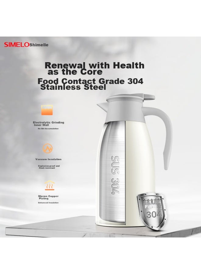 Simelo Kyoto Insulated Bottle, Large Capacity, 304 Stainless Steel, Non-slip Bottom, Warm Water Kettle, Xiaojingang 2.0l, Natural Color - Image 4