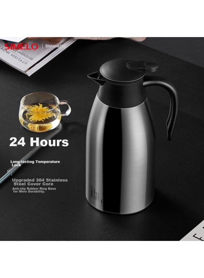 Simelo Kyoto Insulated Bottle, Large Capacity, 304 Stainless Steel, Non-slip Bottom, Warm Water Kettle, Xiaojingang 2.0l, Natural Color - Image 1