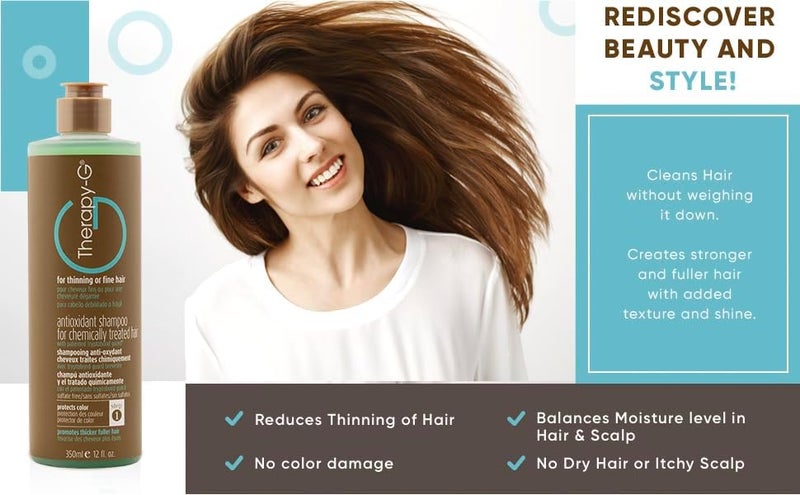 Therapy-G Antioxidant Shampoo For Chemically Treated Hair . For thinning, fine hair and anti hair loss. Hair regrowth and color protector 350ml 12 oz - Image 5